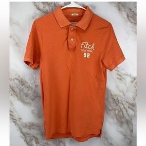 Abercrombie & Fitch NY 92  Orange  Short Sleeve Polo Muscle Shirt Size Medium